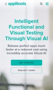 How applitools.com looks like on a mobile device such as an iPhone.
