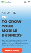 How appsflyer.com looks like on a mobile device such as an iPhone.