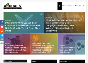 How appuals.com looks like on a tablet such as an iPad.