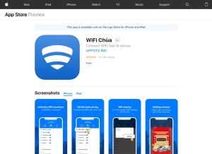 How appwifi.com looks like on a tablet such as an iPad.