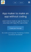 How appypie.com looks like on a mobile device such as an iPhone.