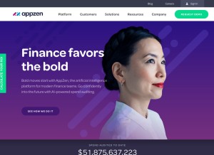 How appzen.com looks like on a tablet such as an iPad.