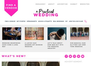 How apracticalwedding.com looks like on a tablet such as an iPad.