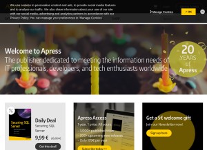 How apress.com looks like on a tablet such as an iPad.
