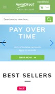 How apriadirect.com looks like on a mobile device such as an iPhone.