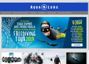 How aqualung.com looks like on a tablet such as an iPad.