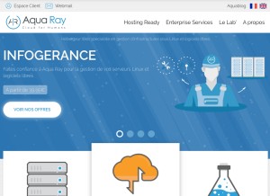 How aquaray.com looks like on a tablet such as an iPad.