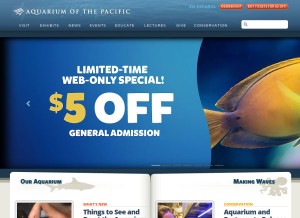 How aquariumofpacific.org looks like on a tablet such as an iPad.