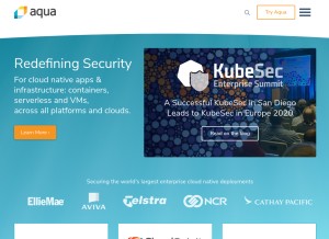 How aquasec.com looks like on a tablet such as an iPad.