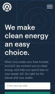 How arcadia.com looks like on a mobile device such as an iPhone.