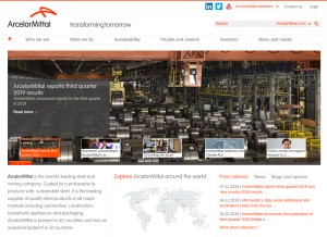 How arcelormittal.com looks like on a tablet such as an iPad.