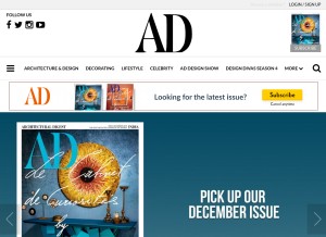 How architecturaldigest.in looks like on a tablet such as an iPad.