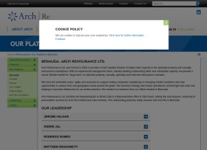 How archreinsurance.bm looks like on a tablet such as an iPad.