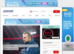 How arcor.de looks like on a tablet such as an iPad.