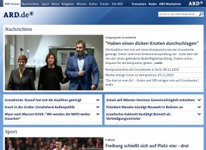 How ard.de looks like on a tablet such as an iPad.