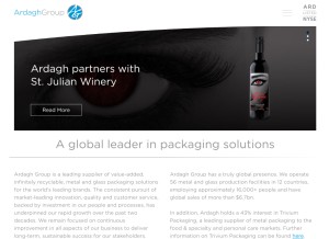 How ardaghgroup.com looks like on a tablet such as an iPad.