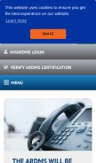 How ardms.org looks like on a mobile device such as an iPhone.