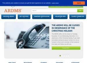 How ardms.org looks like on a tablet such as an iPad.