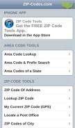 How area-codes.com looks like on a mobile device such as an iPhone.