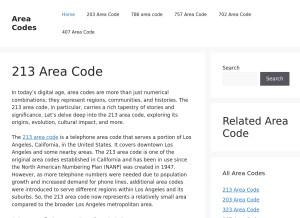 How area-codes.us looks like on a tablet such as an iPad.