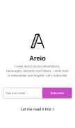 How areio.substack.com looks like on a mobile device such as an iPhone.