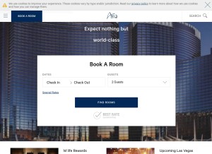 How aria.com looks like on a tablet such as an iPad.