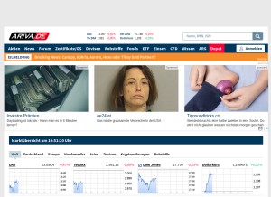 How ariva.de looks like on a tablet such as an iPad.