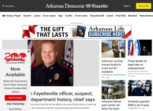 How arkansasonline.com looks like on a tablet such as an iPad.