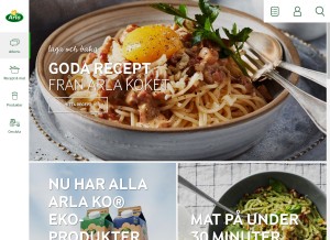 How arla.se looks like on a tablet such as an iPad.
