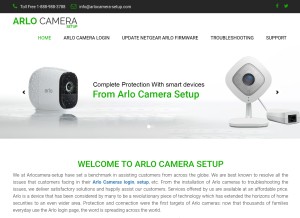 How arlocamera-setup.com looks like on a tablet such as an iPad.