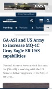 How army-technology.com looks like on a mobile device such as an iPhone.