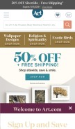 How art.com looks like on a mobile device such as an iPhone.