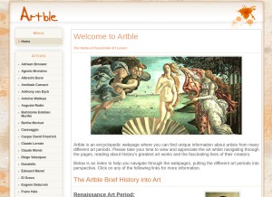 How artble.com looks like on a tablet such as an iPad.