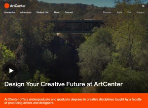 How artcenter.edu looks like on a tablet such as an iPad.