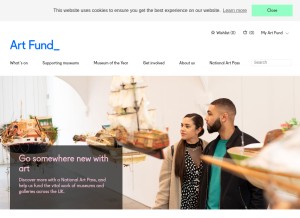 How artfund.org looks like on a tablet such as an iPad.