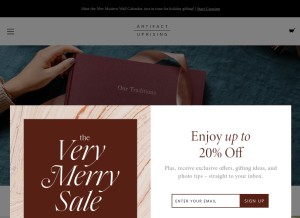 How artifactuprising.com looks like on a tablet such as an iPad.