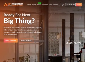 How artimization.com looks like on a tablet such as an iPad.