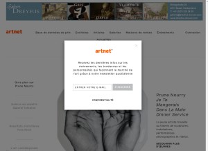 How artnet.fr looks like on a tablet such as an iPad.