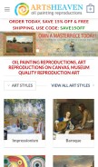 How artsheaven.com looks like on a mobile device such as an iPhone.