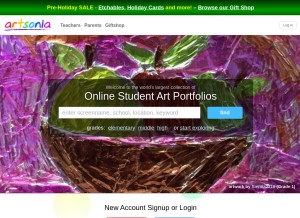How artsonia.com looks like on a tablet such as an iPad.