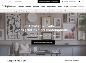 How artsper.com looks like on a tablet such as an iPad.