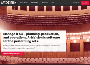 How artsvision.net looks like on a tablet such as an iPad.
