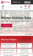 How artvan.com looks like on a mobile device such as an iPhone.