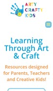 How artycraftykids.com looks like on a mobile device such as an iPhone.