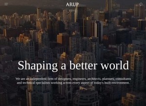 How arup.com looks like on a tablet such as an iPad.
