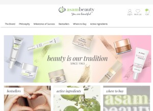 How asambeauty.com looks like on a tablet such as an iPad.