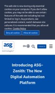 How asg.com looks like on a mobile device such as an iPhone.