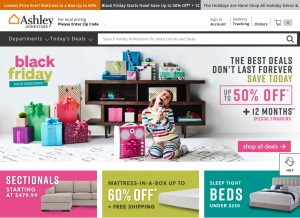 How ashleyfurniturehomestore.com looks like on a tablet such as an iPad.