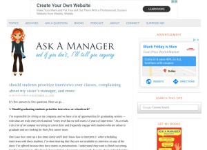 How askamanager.org looks like on a tablet such as an iPad.