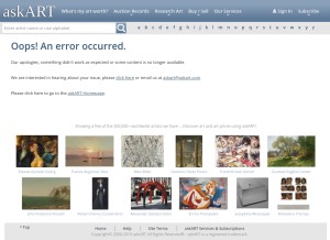 How askart.com looks like on a tablet such as an iPad.